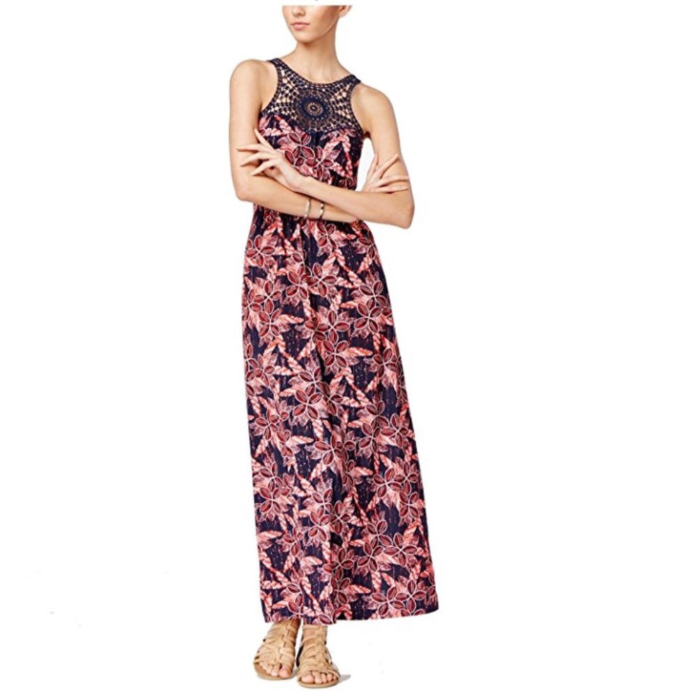 Teeze Me Crocheted Halter Maxi Dress Size S